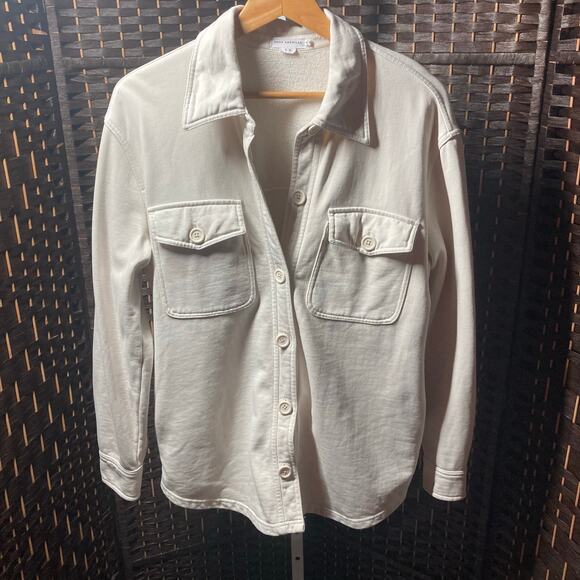 Good American Women's Bone Size 1/2 Fleece Shirt Jacket. Pre-Owned - Picture 1 of 8